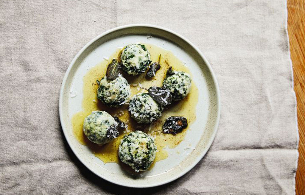 Silverbeet and Ricotta Malfatti with Brown Butter Sauce by Julia Busuttil Nishimura