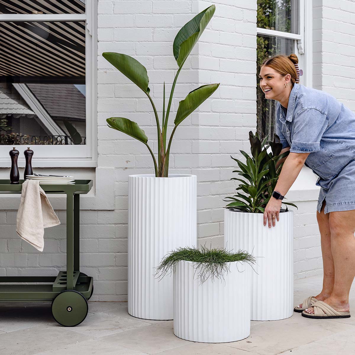 large white pots for plants Ribbed Loob Garden Pot – The Balcony Garden